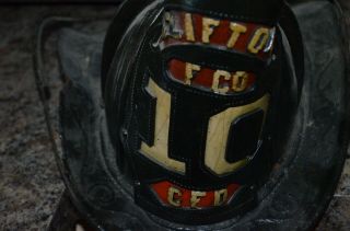 Vintage Leather Fireman ' s Fire Helmet and Badge - Clifton,  NJ 2