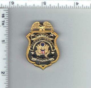 Federal Reserve Bank Police Officer 1 - Inch Antique Mini Pin - Gold Color