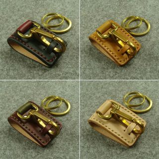 Leather Belt Clip Keychains Key Ring Holder With Brass Snap Hook Keyring