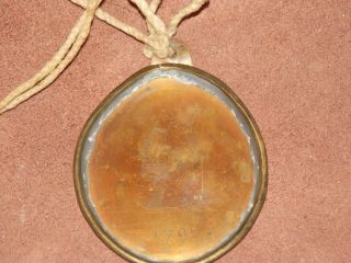 Antique Iroquois Copper Brass Pendant With Scribe Etched Washington.