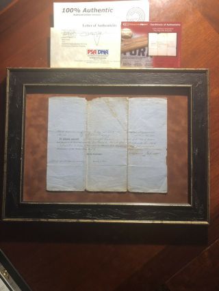 RARE 17th President Andrew Johnson Signed and Framed Document 1854 PSA 2