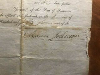 RARE 17th President Andrew Johnson Signed and Framed Document 1854 PSA 4