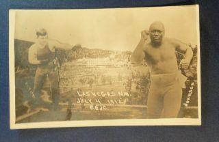 Rare 1912 Boxing Las Vegas Nm Jack Johnson Vs Fireman Jim Flynn Fight Rppc Pc
