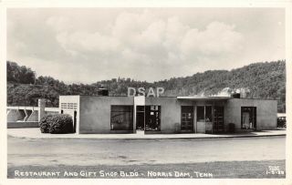 C74/ Norris Dam Tennessee Tn Postcard Real Photo Rppc C40s Restaurant Gift Shop
