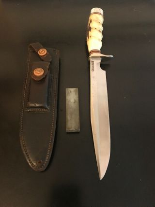 Randall Knife 5 - 8 Finger Grip Stag - Altered Heiser Sheath - Gray Stone