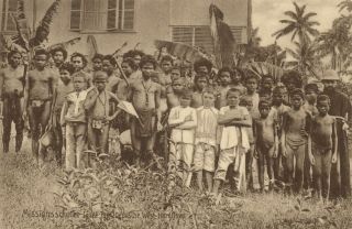 Caroline Islands,  Yap Waqab,  Young Boys Of German Mission School (1910) Postcard