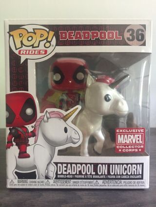 Funko Pop Marvel Deadpool On Unicorn Mcc Marvel Collector Corps Exclusive 36