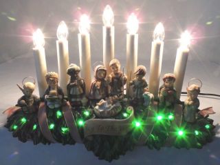 Hummel Goebel Figurines Nativity Set Lighted Candles Mantle Vintage