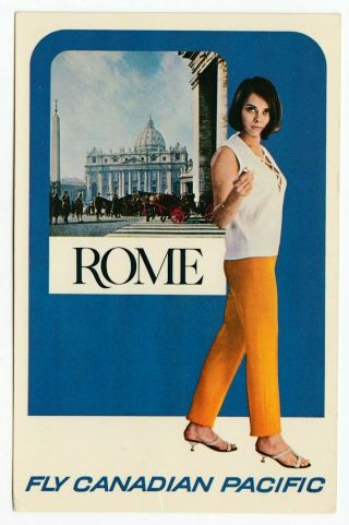 Fly Canadian Pacific To Rome Italy Advertising Postcard