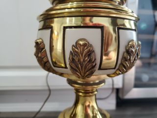 Vintage Heavy Brass Stiffel Table Lamps Mid Century 3 Way Pillar Set 7