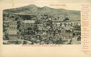 Colorado - Manitou Springs,  Montcalm Sanitarium C.  1906 Hold To Light Postcard