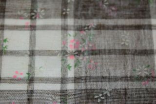 Brown Flocked Sheer Plaid Floral Fabric 111 