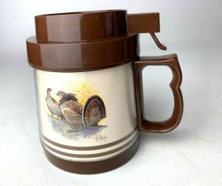 Vintage Ruffed Grouse Thermo Serv Insulated Coffee Cup Thermos Wih Lid