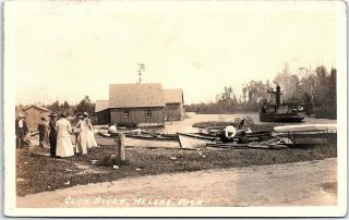 Rppc Mi Helena Clam River Steamboat Rowboats Beebe 1910 