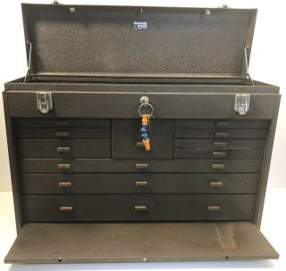 Vintage Kennedy 52611 Machinists Chest 11 Drawer Steel Tool Box With Key