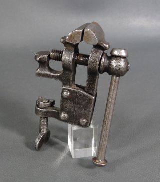 Antique Miniature Jeweler Goldsmith Watchmaker Clamp Tool Vice Vise Bench Anvil