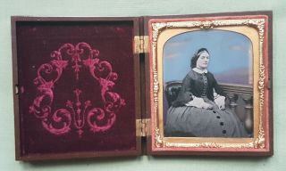 Fine Victorian Ambrotype Of A Young Lady.  In Union Bakelite Case