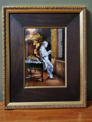 Signed 1880 B Limoges Painting King Louis Xv In His Studio Enamel On Copper.