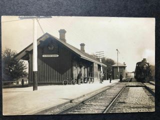 Rppc - Amherst Oh - Ohio - Rr Depot - Lorain County - Railroad Station - - Engine - Real Photo