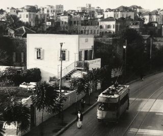 Lebanon Vintage Photo Postcard Rue Basta 1930s Tram,  Scavo Ed.