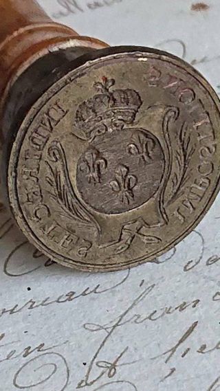 Antique French 19th Century Royal Seal With Couronne Crown