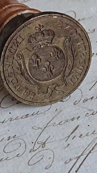 ANTIQUE FRENCH 19th CENTURY ROYAL SEAL WITH COURONNE CROWN 3