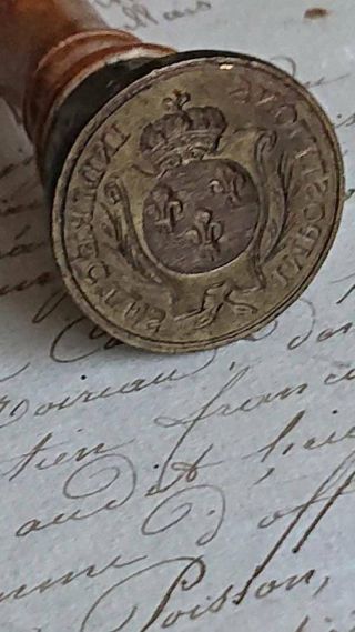 ANTIQUE FRENCH 19th CENTURY ROYAL SEAL WITH COURONNE CROWN 7