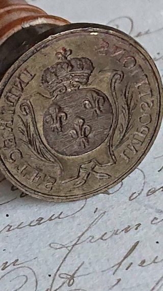 ANTIQUE FRENCH 19th CENTURY ROYAL SEAL WITH COURONNE CROWN 8