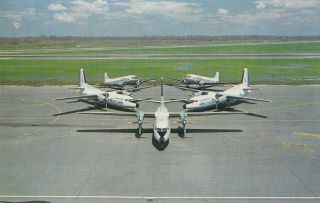 Fleet Of 3 Fairchild F27 & 2 Dc - 3 Aircrafts Quebecair Advertising Postcard