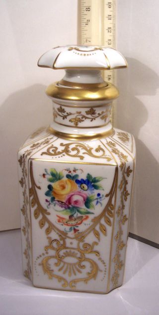 Paris Limoges Le Tallec 7 " Perfume Vanity Dresser Bath Jar Bottle Flowers