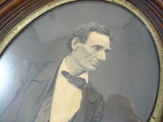 Antique 1900 Abraham Lincoln Photograph Portrait Wood Oval Frame Vtg President 2