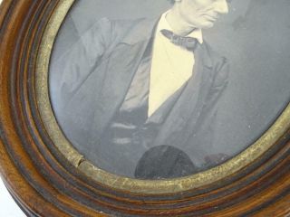 Antique 1900 Abraham Lincoln Photograph Portrait Wood Oval Frame Vtg President 3