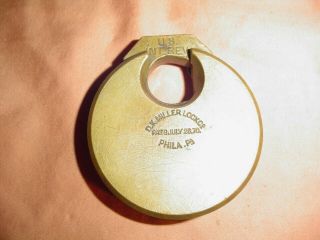 Rare Antique 1870 U.  S.  Internal Revenue Brass D.  K.  Miller Lock Co.  No Key E.  C.