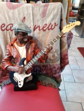 Jazz Raggae African American Statue Sculpture Figurine Guitar Player