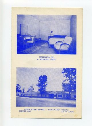 Longview Tx Vintage Postcard,  Lone Star Motel,  1915 E Marshall Ave,  Multi View