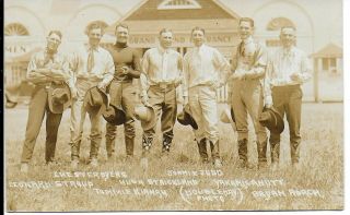 Ralph R Doubleday Rppc Of Seven Famous Rodeo Cowboys 1920s Byers,  Roach,  Kirnan