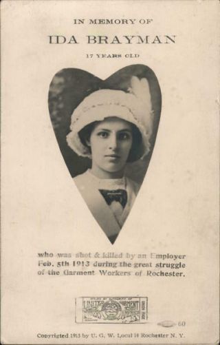 Rppc Rochester,  Ny In Memory Of Ida Brayman - Garment Workers Strike 1913 Postcard