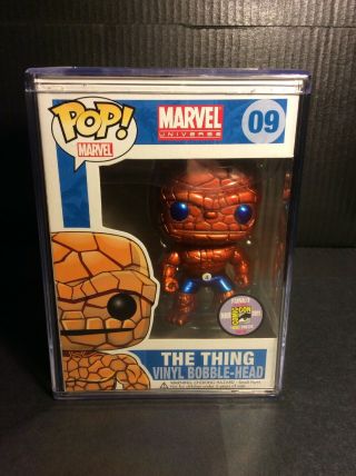Funko Pop Marvel The Thing 09 Vaulted SDCC 2011 Metallic In Pop Stack.  LE 480 11