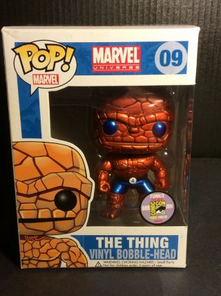 Funko Pop Marvel The Thing 09 Vaulted Sdcc 2011 Metallic In Pop Stack.  Le 480