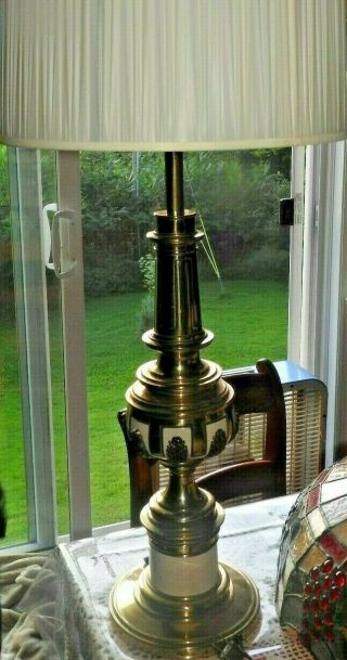 Vintage Stiffel Brass & Porcelain Table Lamp,  28 