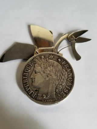 Vintage Eloi Pernet France 1850 Silver Coin Pocket Knife