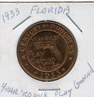1933 Chicago World ' s Fair Florida Medal A Century of Progress 2