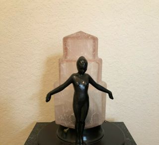 Vintage Art Deco Nude Figure Lamp With Frosted Globe