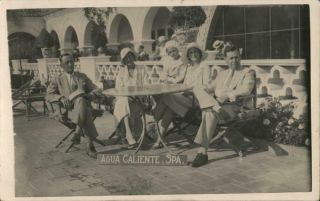 Mexico Rppc Tijuana,  Bc Patrons Sit Near The Pool At Hotel Agua Caliente Spa