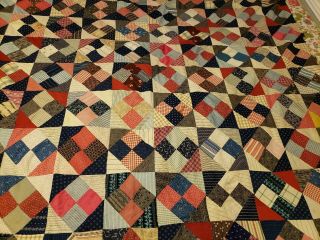 Vintage 79x72 " Patchwork Quilt Top.  Old Cotton Prints Handmade.  Well Made.