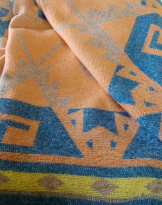 Vintage Reversible Native American Cotton Camp Trade Blanket Teepee 62 " X 66 "