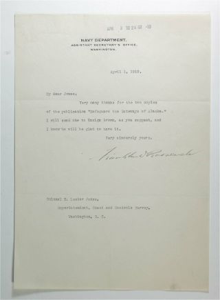1919 President Franklin Delano Roosevelt Typed Letter Signed Tls Fdr Autograph