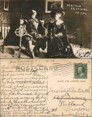 1909 Rppc San Francisco,  Ca The Queen And King Of Portola,  Portola Festival