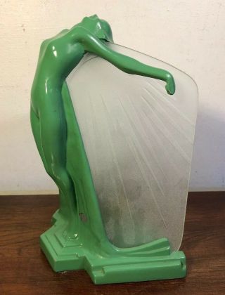 Vintage Greenie Sarsaparilla Frankart Art Deco Nude Butterfly Nymph Lamp 1984