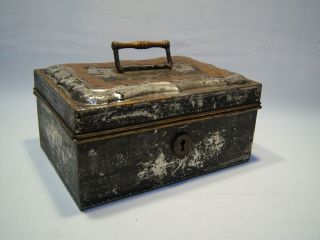 Vintage Antique Decorative Collectible Tin Lock Box